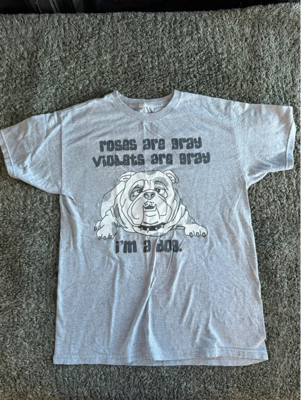 Gray Graphic Bulldog T-Shirt Medium